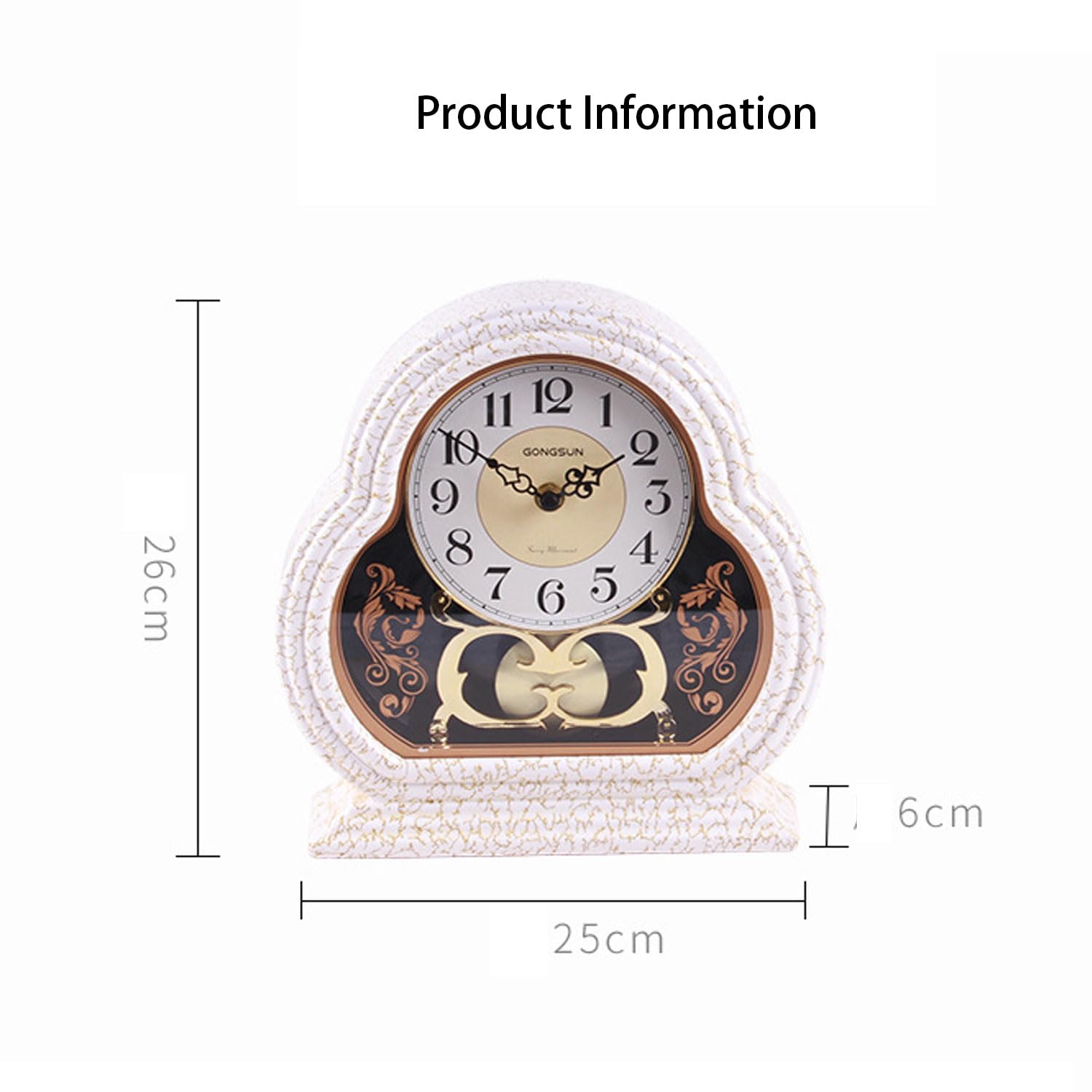 Mantel Clock Decorative Chime,Battery Operated - Silent Mantle Clock for Living Room Decor Above Fireplace Mantel, Office,Table