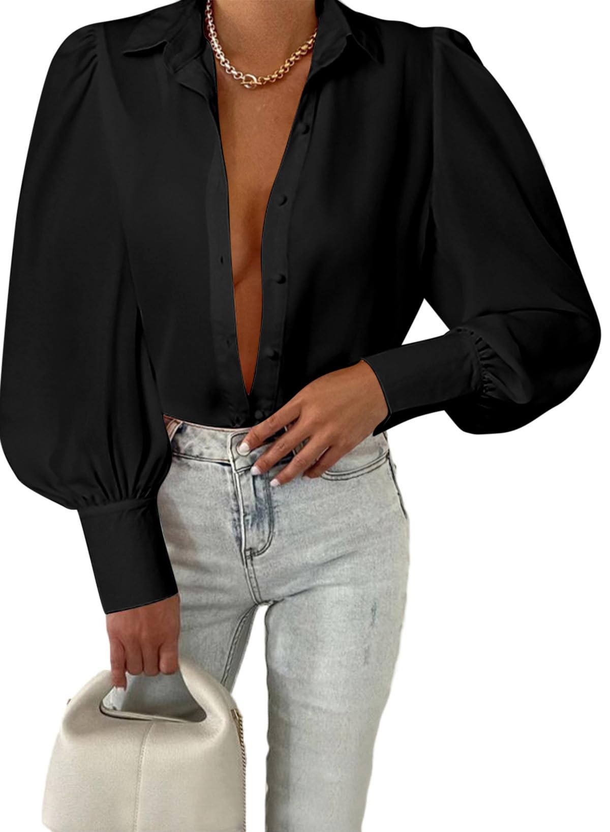 EVALESS Womens Tops Button Down Shirts Print Long Sleeve Blouses for Women Fashion 2025