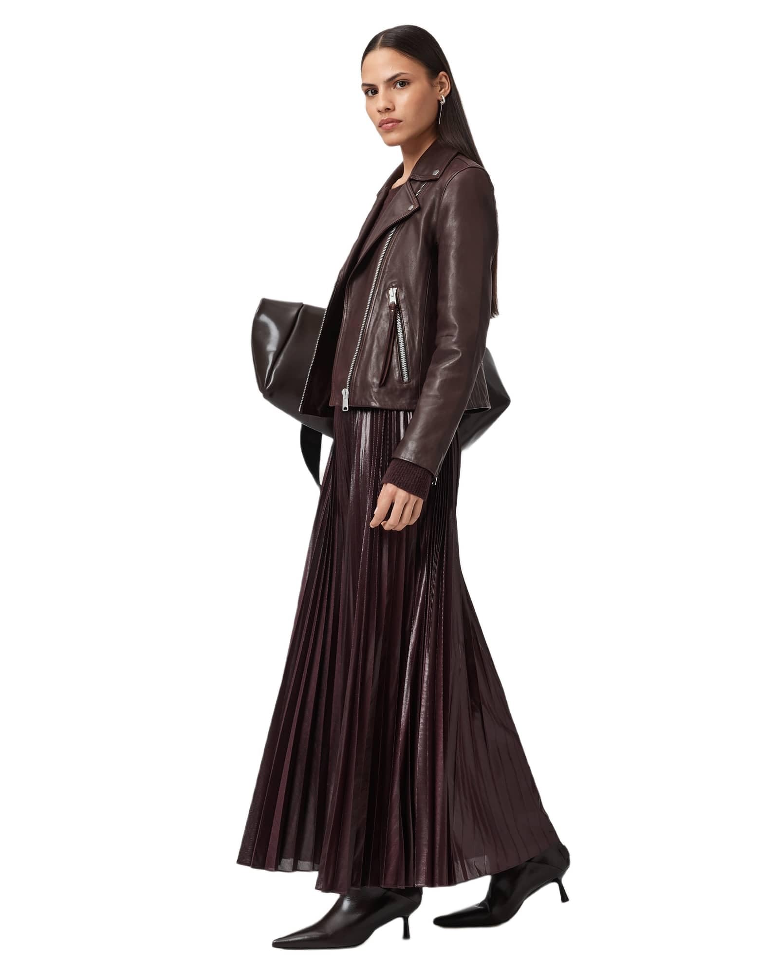 AllSaints Women's Leather Jacket Dalby Biker
