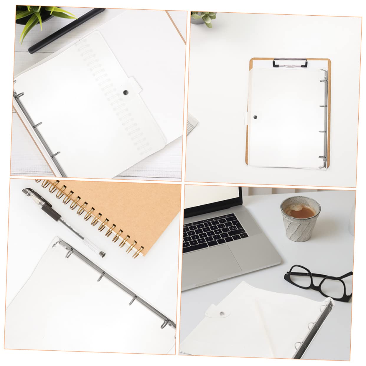 Classeur à Anneaux A4 Transparent 3 Pièces en Plastique Portable