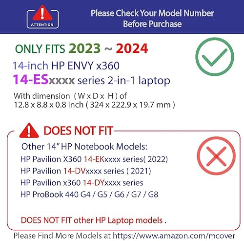 Miniatura 3 de mCover Funda rígida solo compatible con computadoras portátiles HP Envy x360 de 14 pulgadas de 2023 a 2024 serie 14-ES0000 (no compatible con ningún