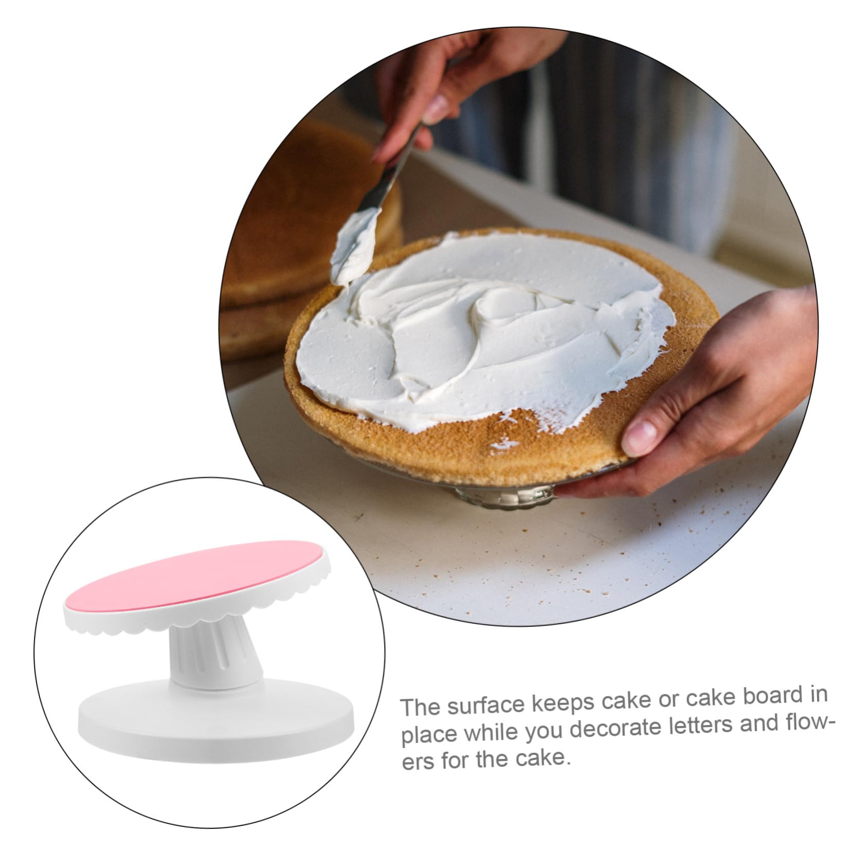 Gatuida Plato Giratorio Antideslizante para Pasteles de Plástico Rosa Función Giratoria, Adecuado para Decoración Floral y Diseño de Arcilla en Repostería