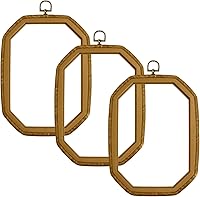 Holyenten Embroidery Hoops 3-Pack 10x7 Inch Vintage Faux Wood - Ideal for Cross Stitch Display & Wall Decor Gifts