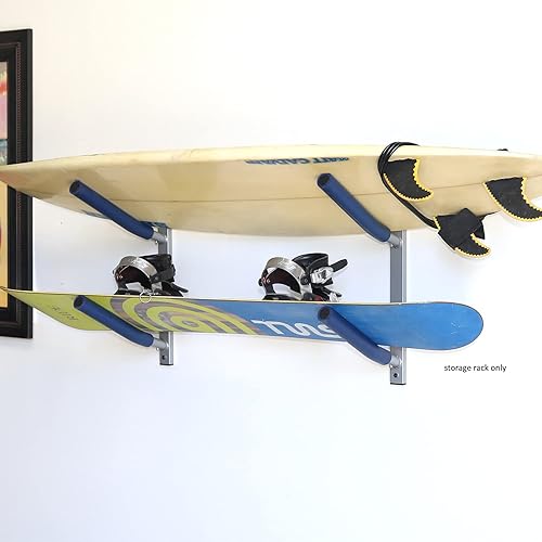 Vista 10 de SPAREHAND Single Rack Wall Mount - Storage Rack for Surfboards, Wakeboards, and Skis - Garage Storage Rack and Wall Hanger