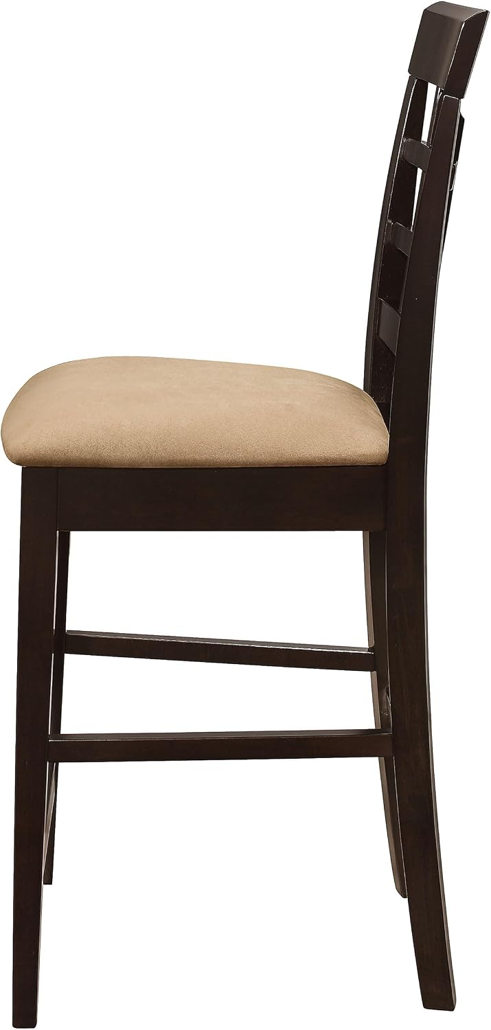 Coaster Home Furnishings - Gabriel - Wood Counter Height Chairs (Set of 2) - Lattice Backs, Padded Seats, Footrest - Dining Room & Kitchen - Cappuccino - 100209