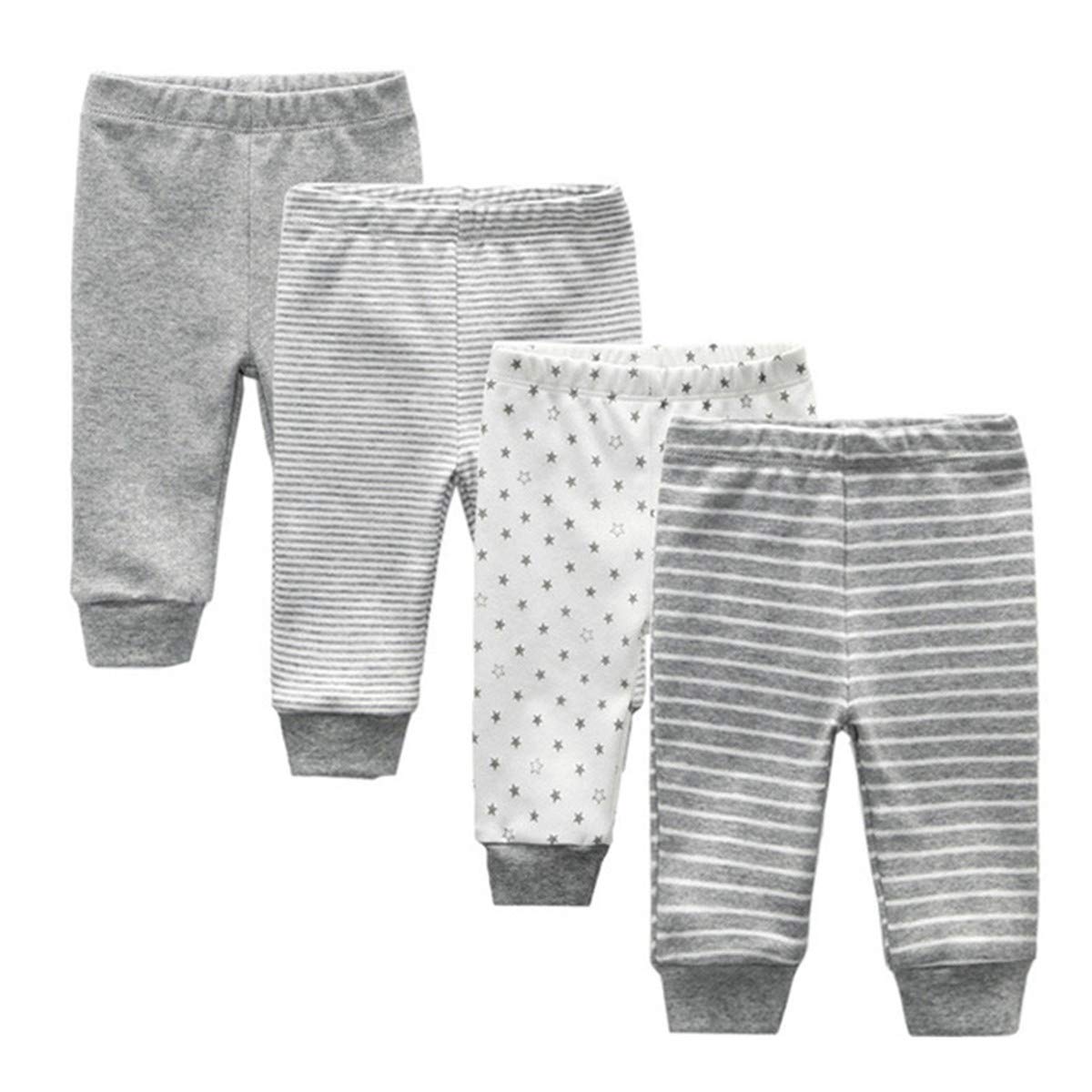 Kiddiezoom Paquete de 4 pantalones de forro polar neutro, unisex, para bebé, niños, niñas, 4 unidades