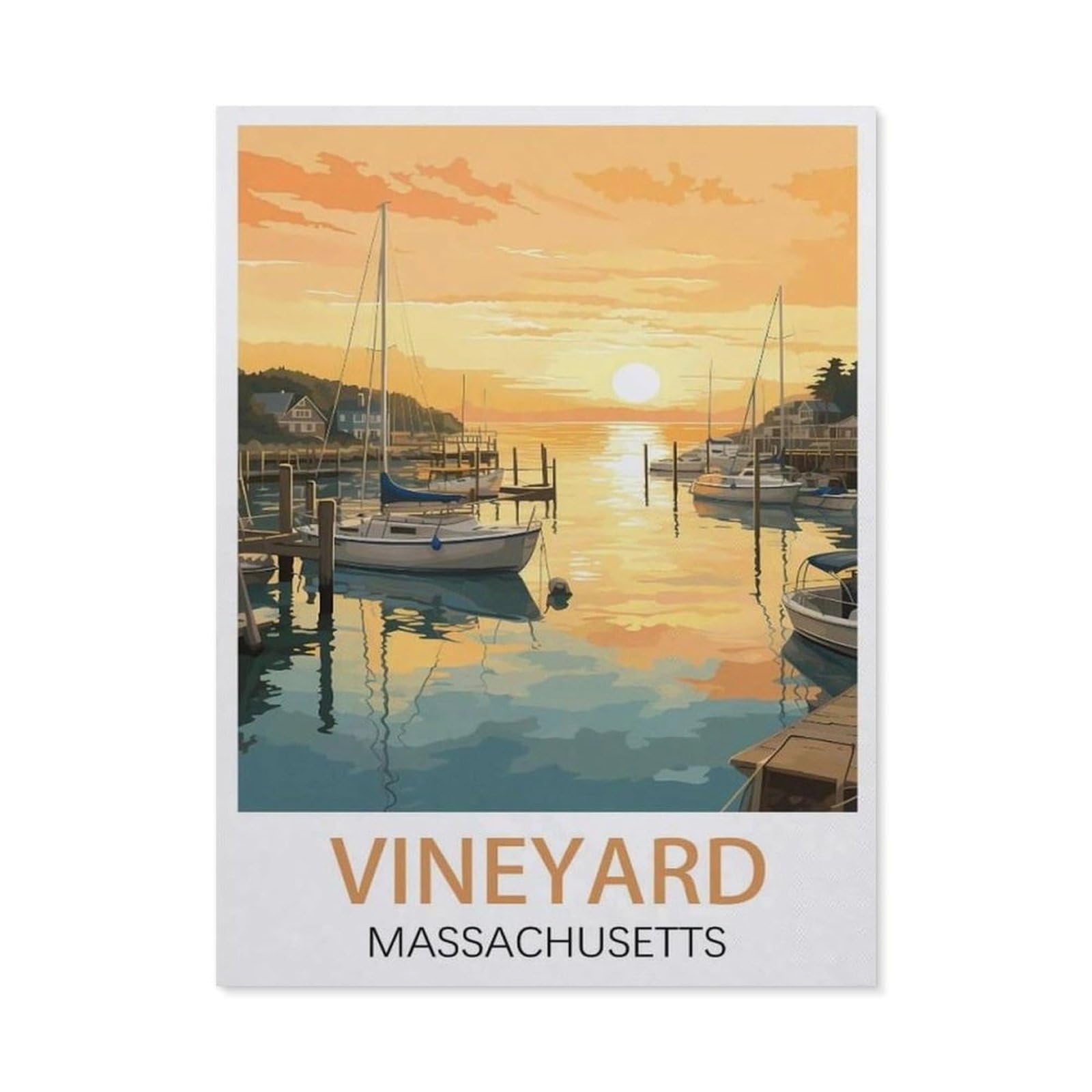 Funny Metal Tin Sign Wall Decor，Vineyard Massachusetts(20x30cm）