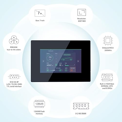 Miniatura 2 de Nextion Pantalla HMI inteligente de 7.0  NX8048P070-011C-Y Pantalla táctil LCD-TFT capacitiva 800 * 480 con gabinete, Nextion Display Soporte Video