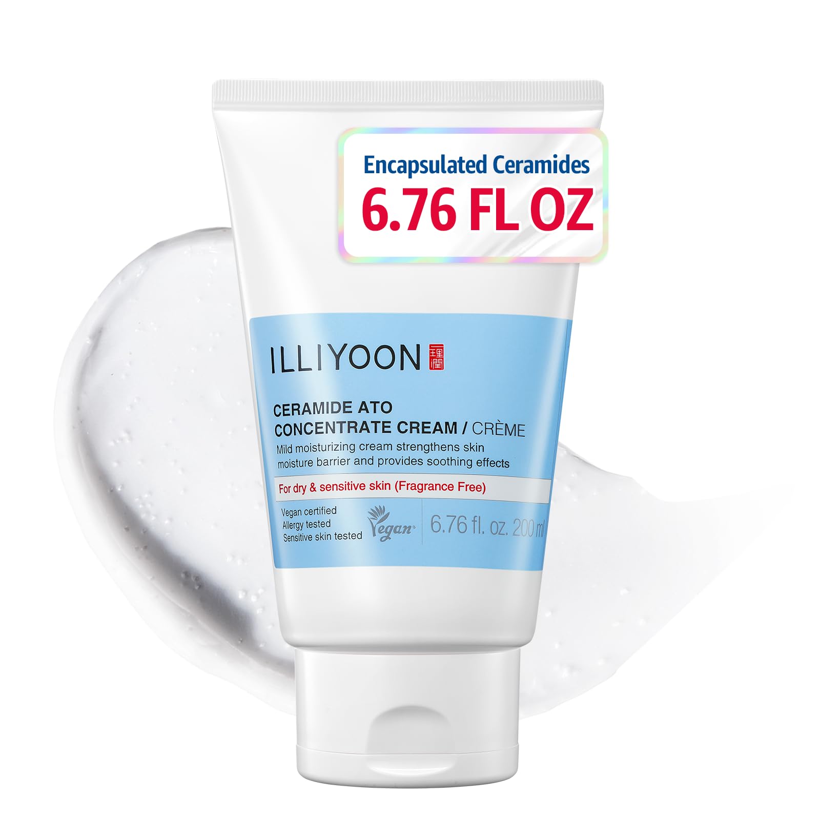 Illiyoon Ceramide Ato Concentrate Cream | Moisturizer for Dry & Sensitive Skin, 100hr Lasting Hydration, For Face & Body, Gentle for Infants, Moisture Barrier Repair, Vegan Certified, 6.76 fl.oz.