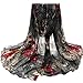 Winhurn Beautiful Fashion Voile Flower Long Size Women Scarf Wrap (Black)