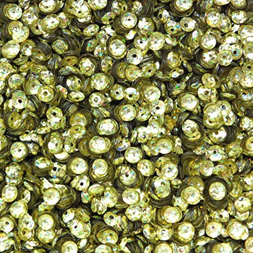 6mm Cup Sequins Yellow Hologram Glitter Sparkle Metallic Medium Hole Made in USA