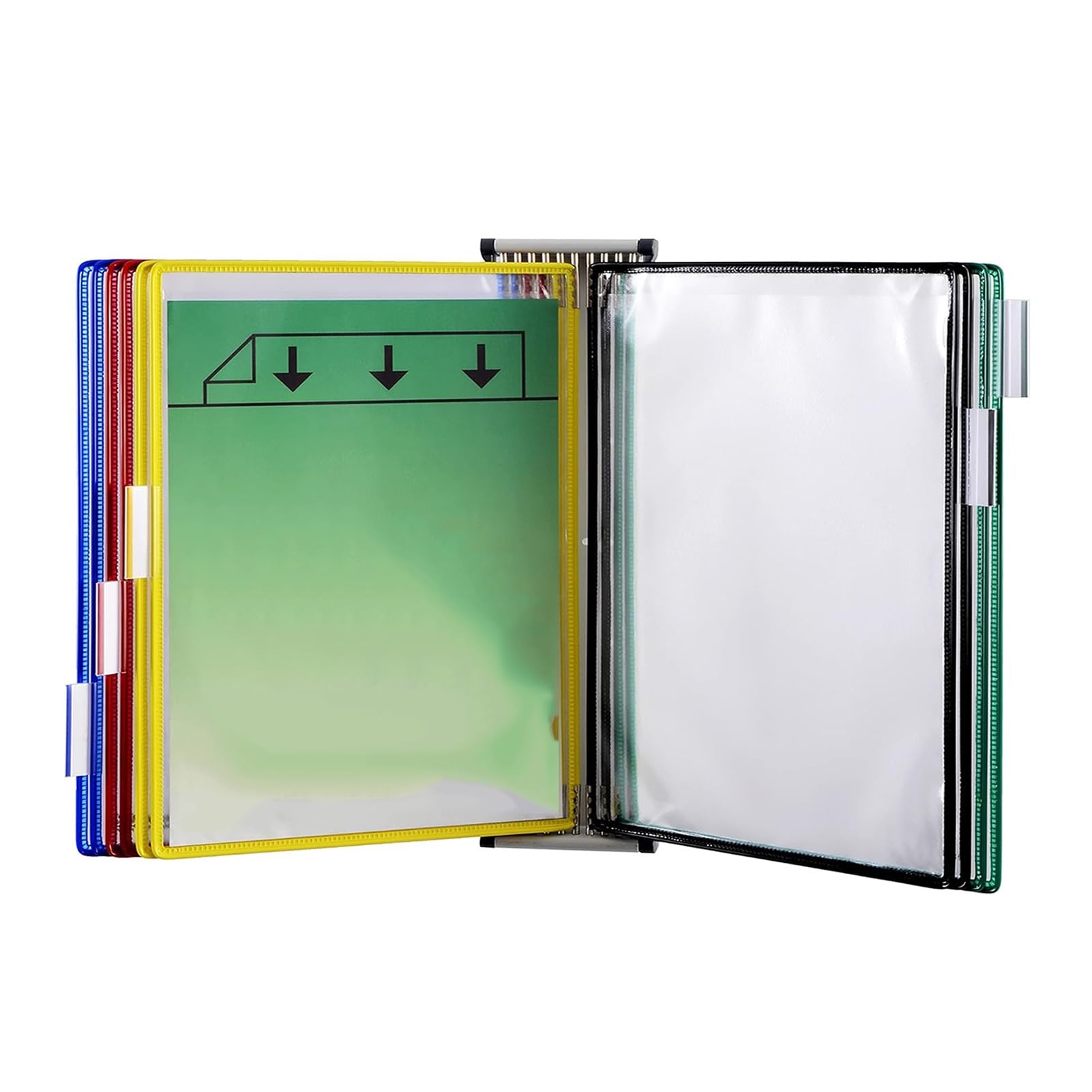 JYBNBBE Folder Flip File Holder, Wall Mount Reference Organizer Desktop Document Holder 10 Display Pockets PVC Metal