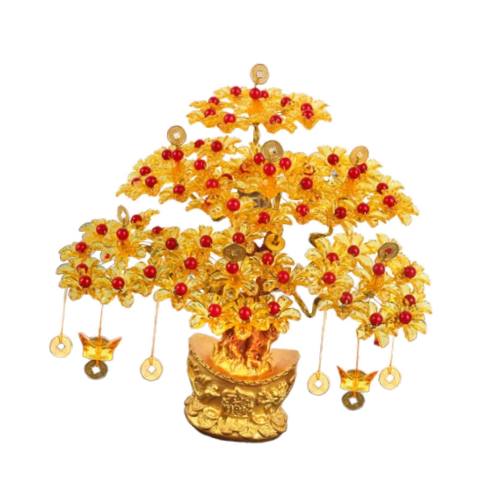 QIXCXAZ Money Tree Statue Feng Shui Figurine Lucky Blessing Ornament Full Set Beautiful Experience Suitable For Any Home Decor Activity Sculpture Bonsai Style
