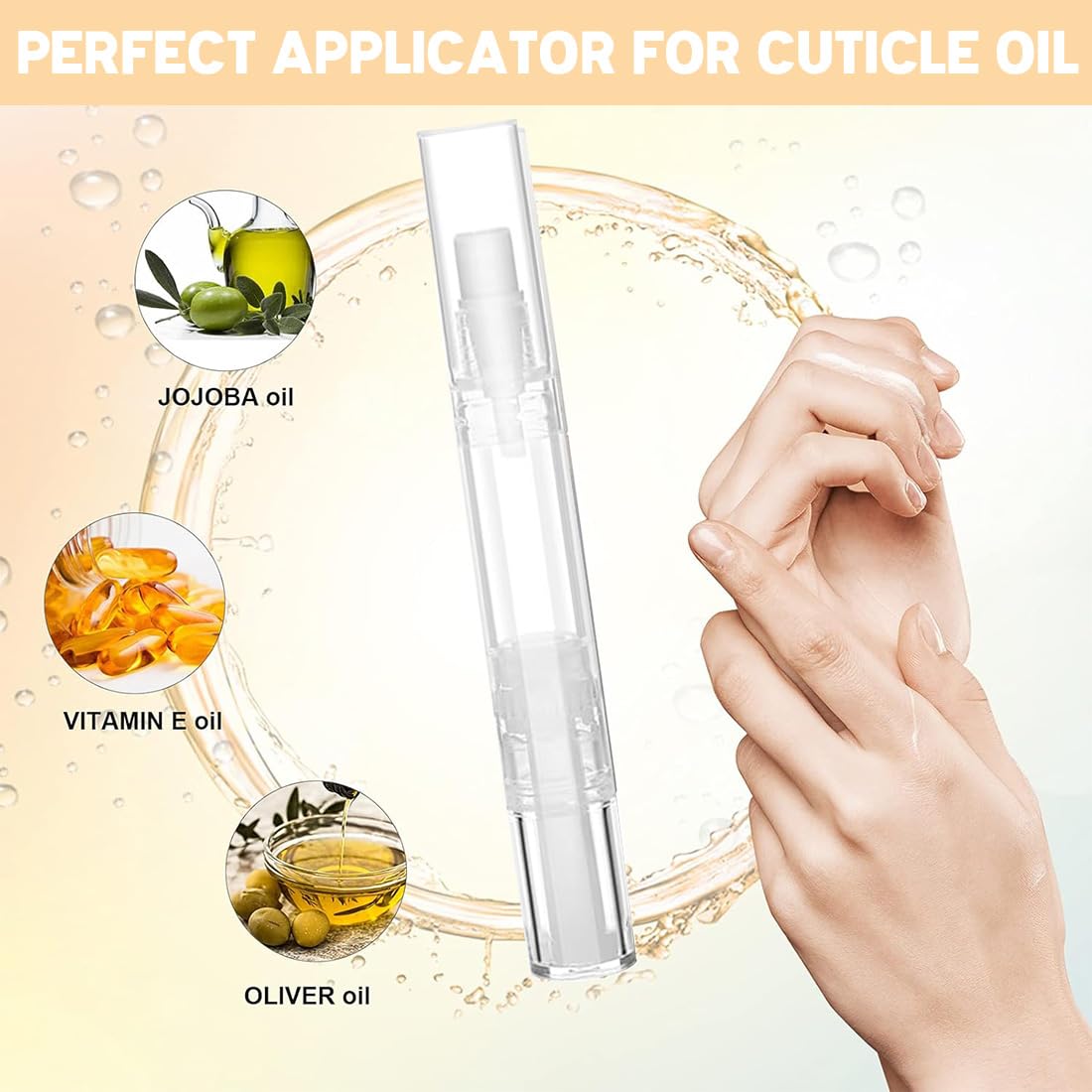 WeddHuis 6 Pezzi Penna Olio per Cuticole Vuota con Punta a Pennello per Crescita Ciglia, Applicatore Lipgloss (5 ml) (Trasparente)