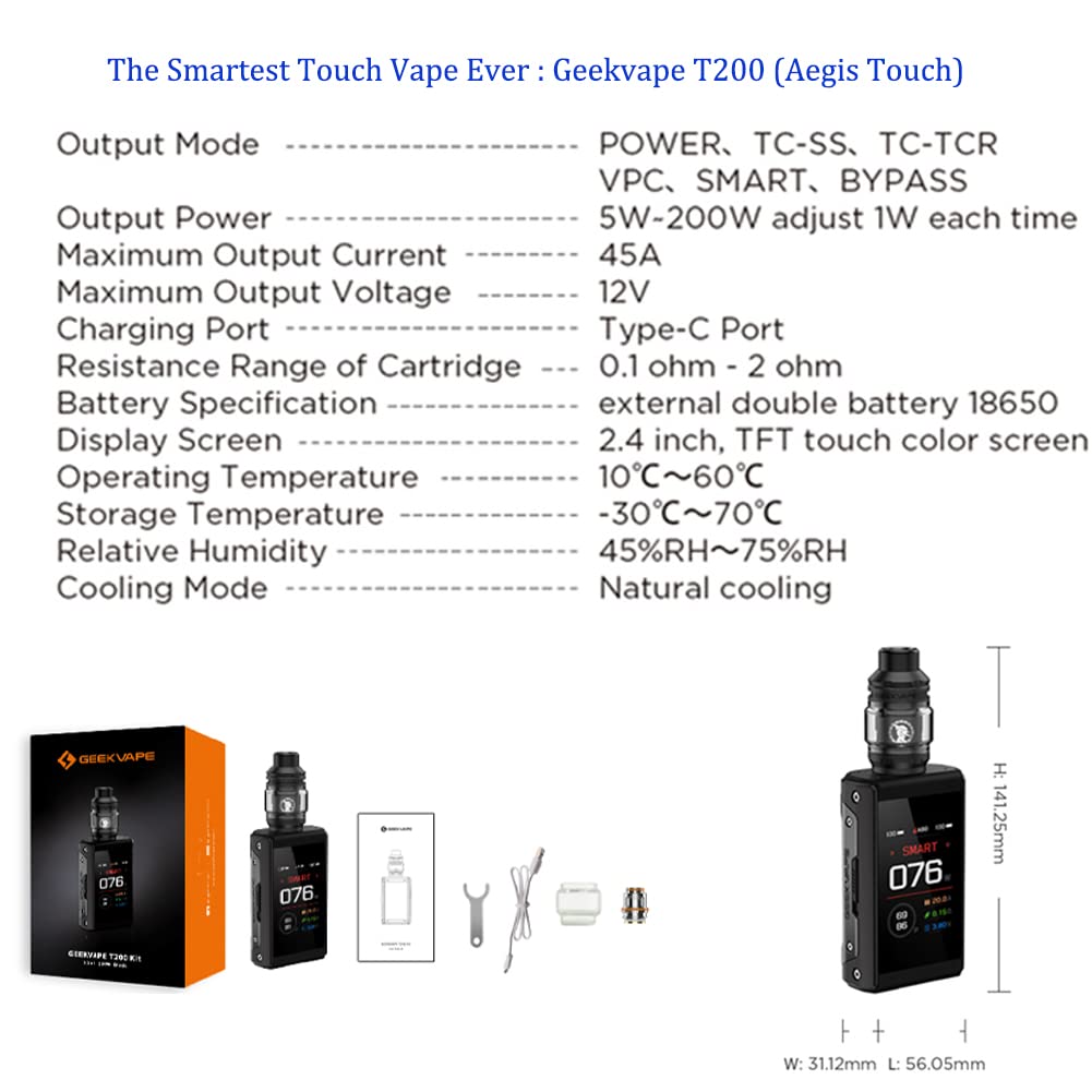 GEEKVAPE T200 Aegis Touch Kit | Original Geekvape T200 (Aegis Touch) Starter Kit 200W with Z 2021 Tank Fit Z Coils No Nicotine : Amazon.fr: High-Tech GEEKVAPE T200 Aegis Touch Kit | Original Geekvape T200 (Aegis Touch) Starter Kit 200W with Z 2021 Tank Fit Z Coils No Nicotine : Amazon.fr: High-Tech