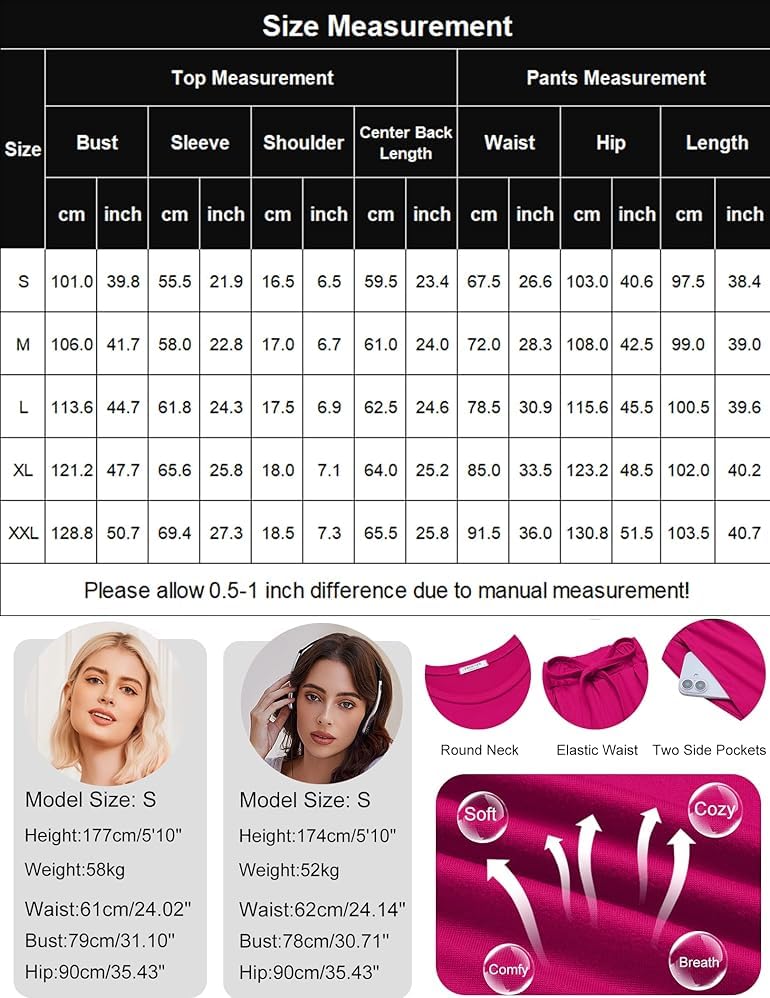 Image of Ekouaer 2 Pack Womens Pajamas Sets Short Sleeve Long Pants Pjs Lounge Set