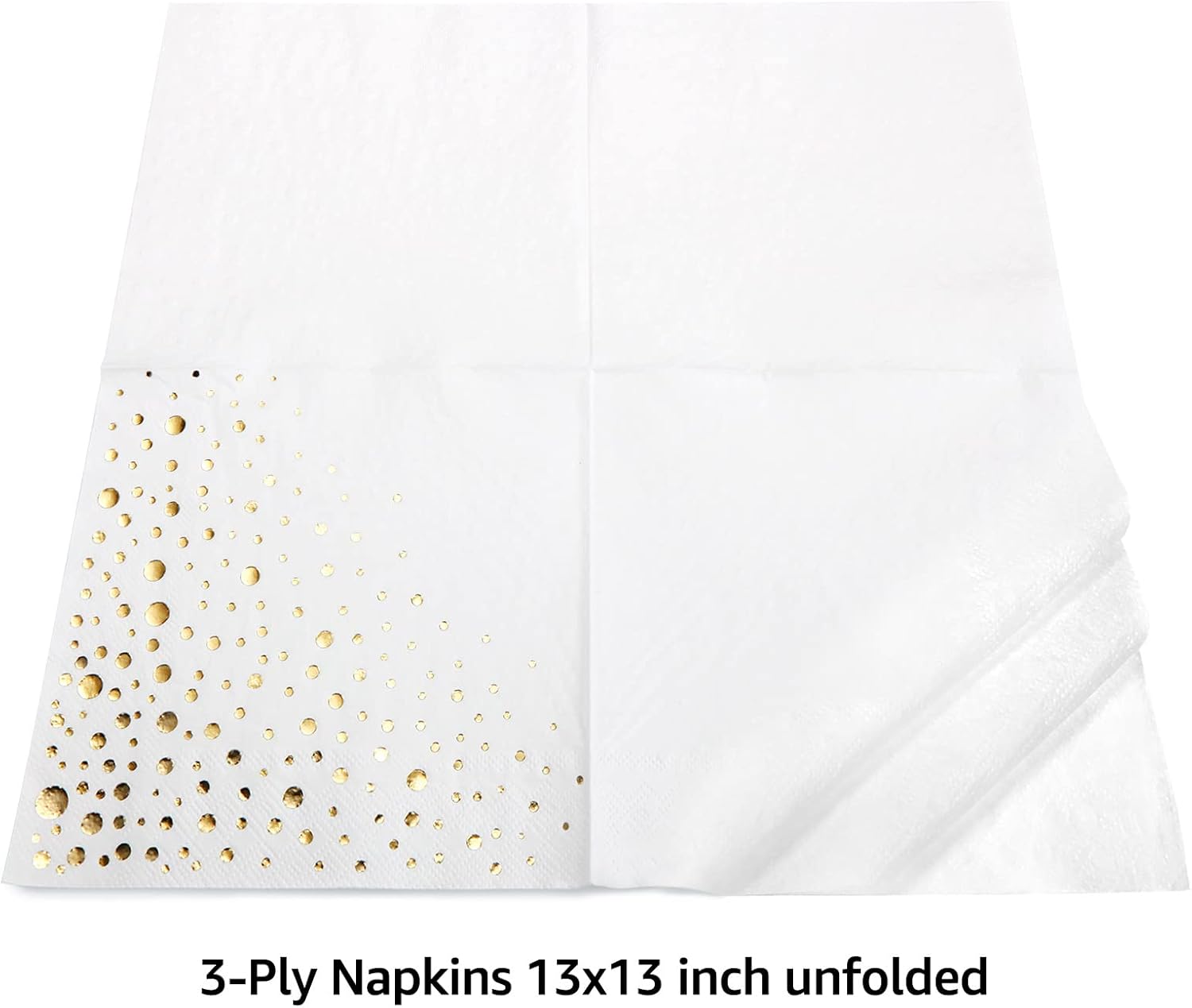 Gold Napkins Party Bundle 300 Napkins - 200Gold Cocktail and 100 Lunch Napkins - Stylish 5 x 5 Inch and 6.5 x 6.5 Inch Gold Napkins