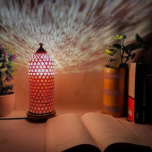 ROYAL 11 ART & CRAFT Handmade Bamboo Table Lamp with Bulb | Decorative Bedside Night Lamp for Bedroom & Living Room | Natural Rattan Side Table Lamp | Eco-Friendly Cane Light - Image 2 thumbnail
