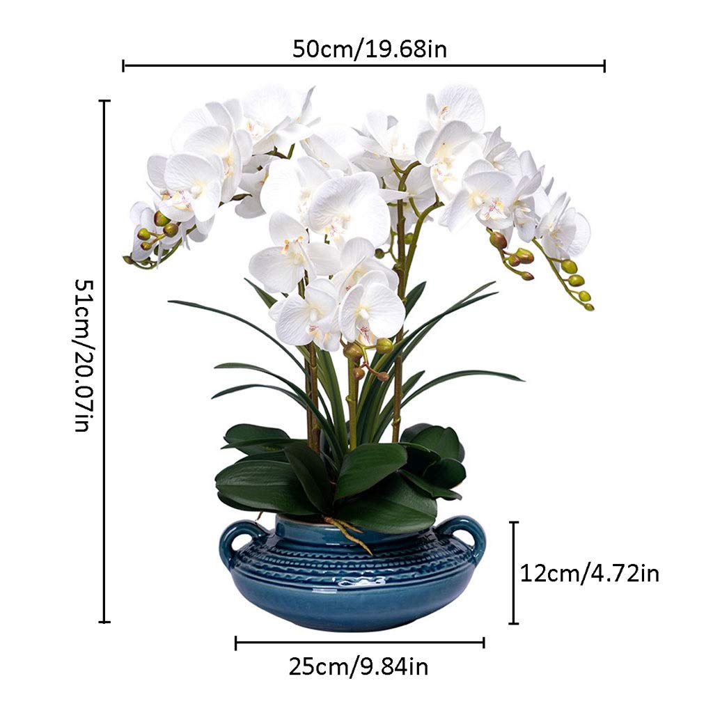 Sztuczny Kwiat Sztuczne Kwiaty Storczyków Phalaenopsis Sztuczne Kwiaty Storczyków Z Ceramicznym Wazonem Doniczkowym Sztuczny Motyl Zestaw Storczyków Dekoracja Wystrój Dom,White-A