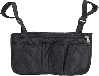 Bolsa Lateral para Cadeira de Rodas, Bolsa Lateral para Cadeira de Rodas Acessórios para Apoio de Braço Bolsa para Cadeira de Rodas Preta Bolsa de Armazenamento para Deficientes