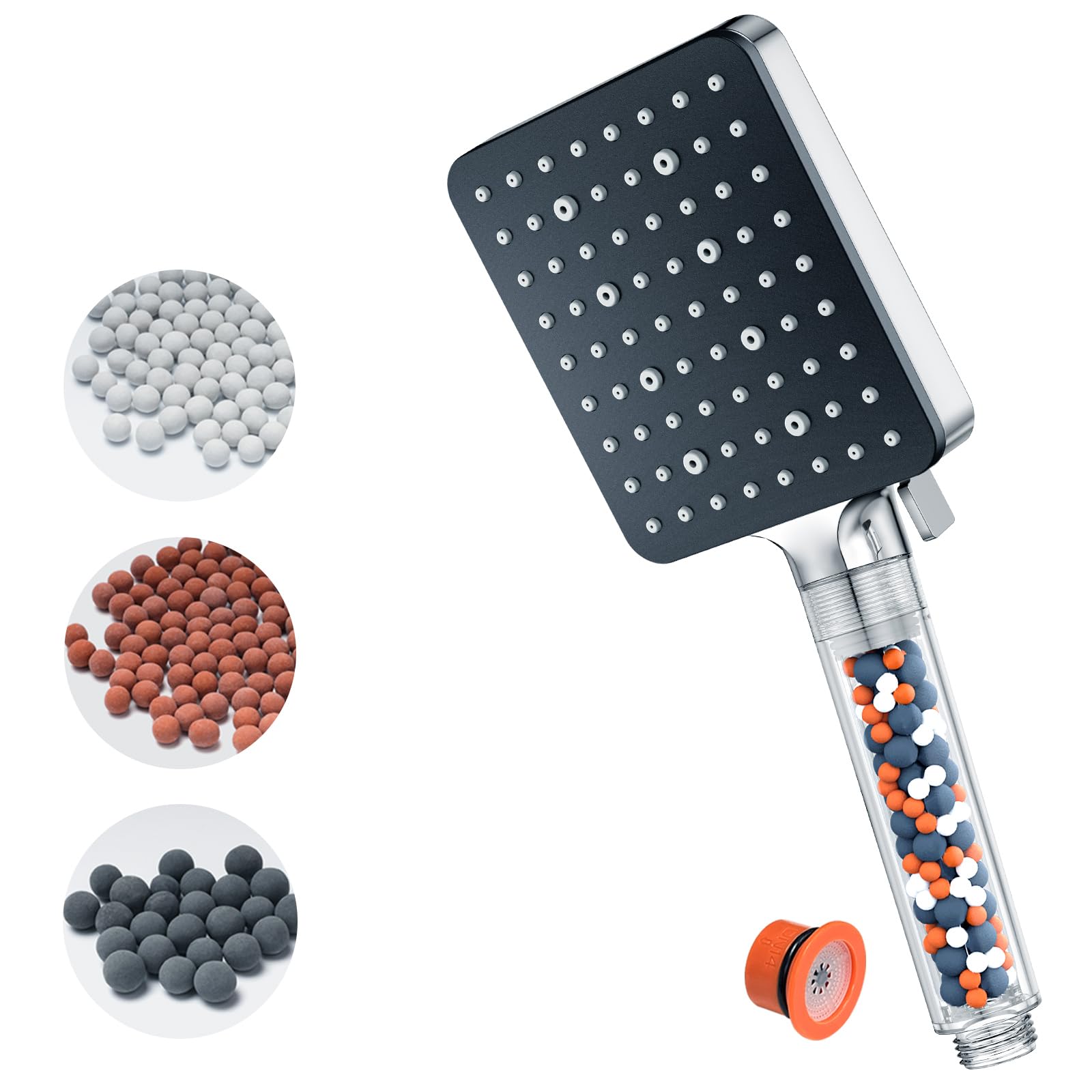 Shower Head with Filter,YEAUPE PRO Square Pure Shower,Bathroom showerhead, Shower Heads High Pressure 6 Jet Modes,Universal Powerful Flow Rain Hard Water Softener Handheld Shower Head