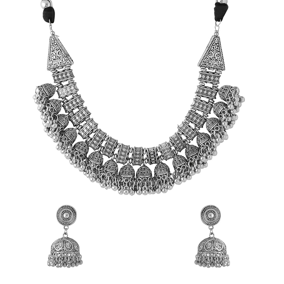 Yellow Chimes Jewellery Set For Women Silver Oxidised Adjustable Vintage Necklace Set For Women and Girls (B0B93CBKW7) Amazon Price History, Amazon Price Tracker