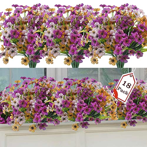 ALAGIRLS 18 unidades de flores decorativas artificiales de orquídea de plástico para decoración de plantas artificiales al aire libre, jardín, decoración al aire libre, 18 unidades Cover