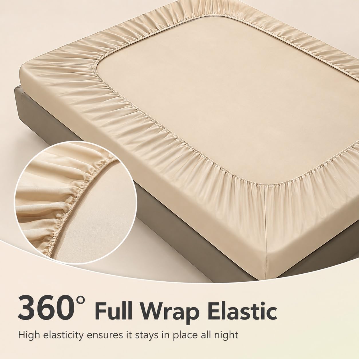 Kühlende Bettwäsche 100er-Webdichte, Kühlendes Spannbettlaken Kühlend 25 cm, Kühlende Bettlaken Seidig-weich Polyester, für Heiße Schläfer & Nachtschweiß(Gray,150x200cm)