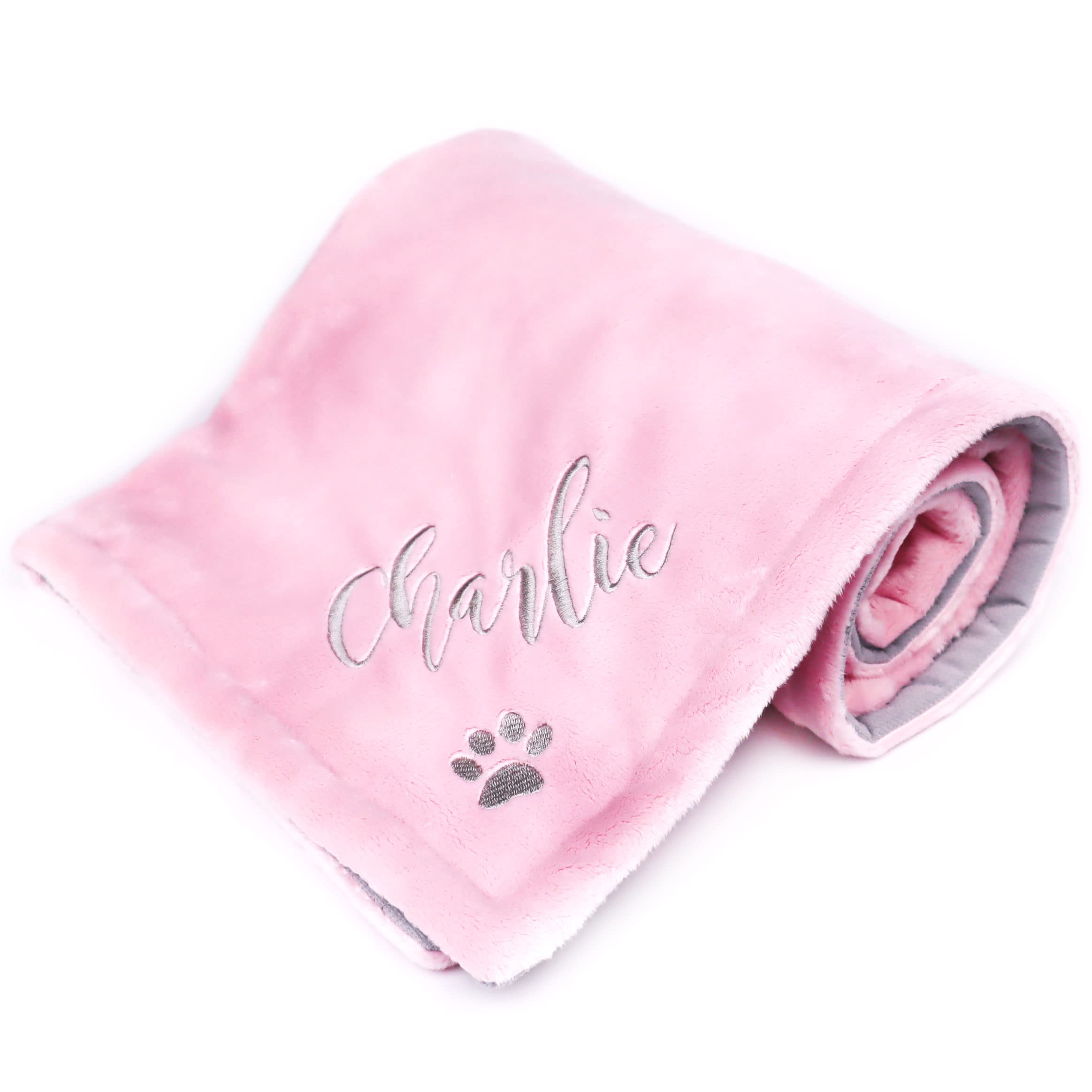 Generisch Personalisierte Hundedecke mit Namen – Premium Kuscheldecke für Hunde & Katzen – Bestickt & Gepolstert – Geschenk für Hundebesitzer, Welpen & Neue Hundeeltern (pink)