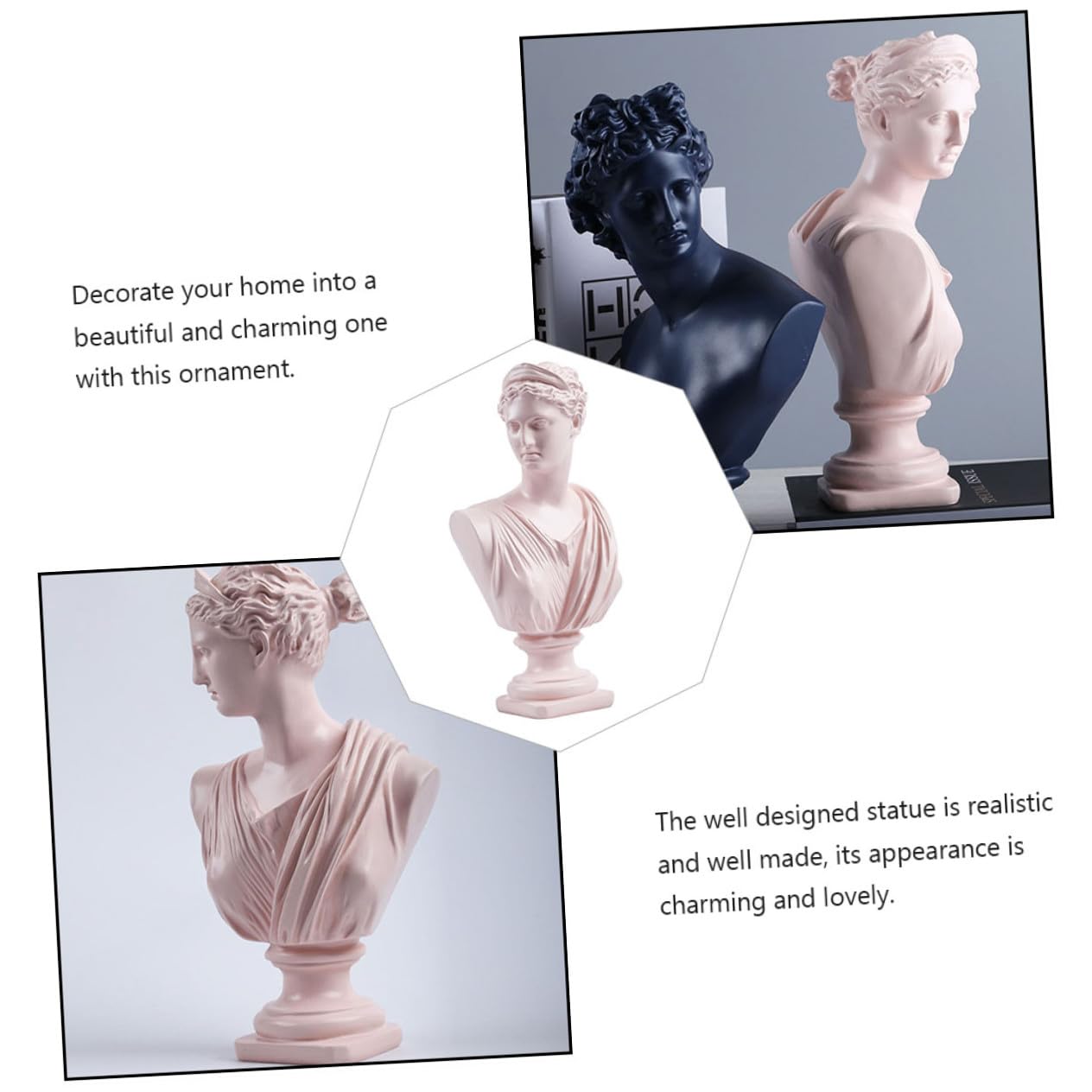 Zerodeko Scultura Busto Classica in Resina, Decorazione da Tavolo Fatta a Mano per Casa e Ufficio, Ornamento Statuetta per Interni e Regalo Inaugurazione