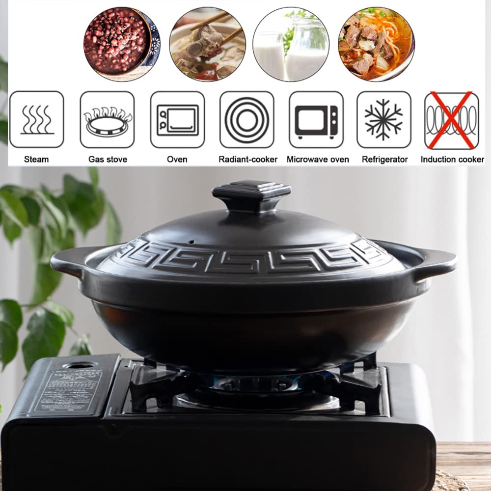 Soup Bowl,Ceramic Soup Serving Pot,Clay Pot For Cooking, Korean Stone Pot With Lid, Ceramic Casserole Hot Pot Bibimbap And Soup, Chinese Casserole Clay Cooking Pot(750ml)