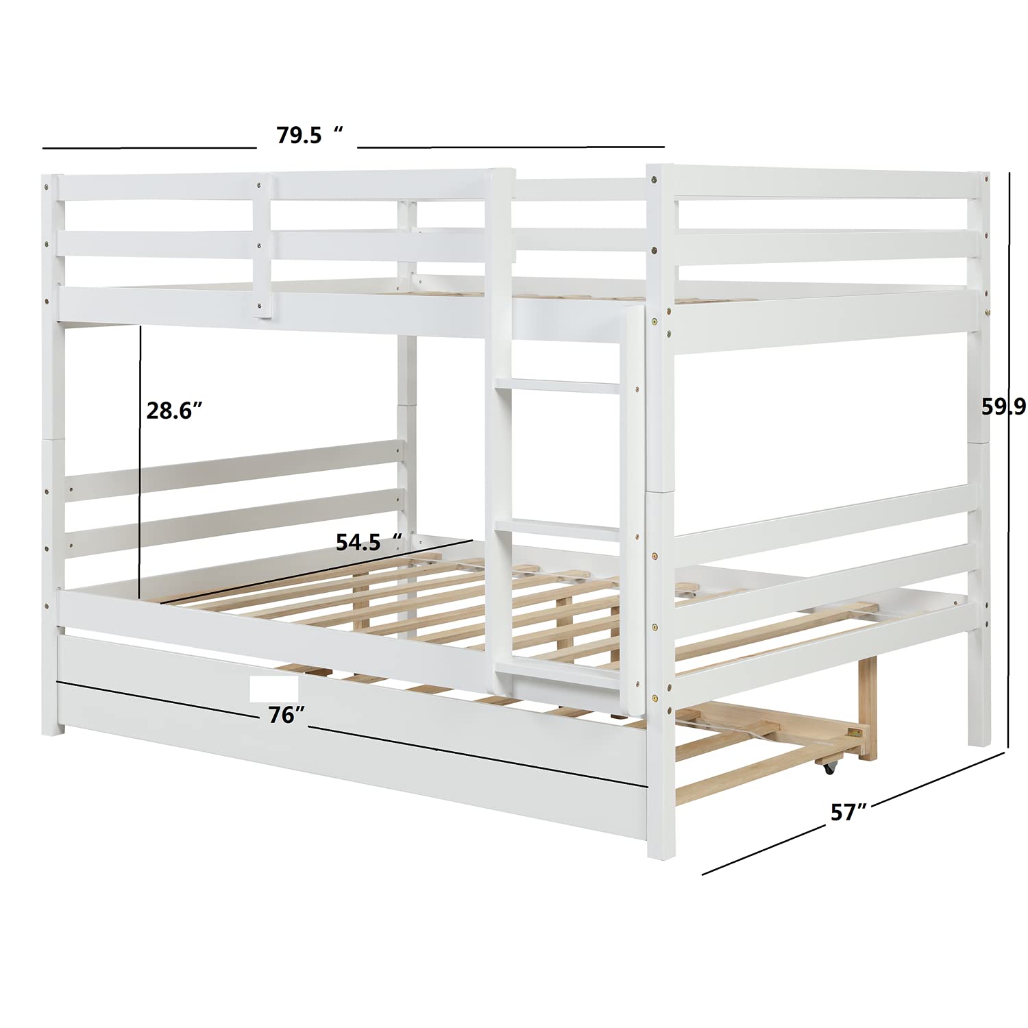 Buy Full Over Full Bunk Bed with Trundle,Kids Bunk Bed Frame with Twin