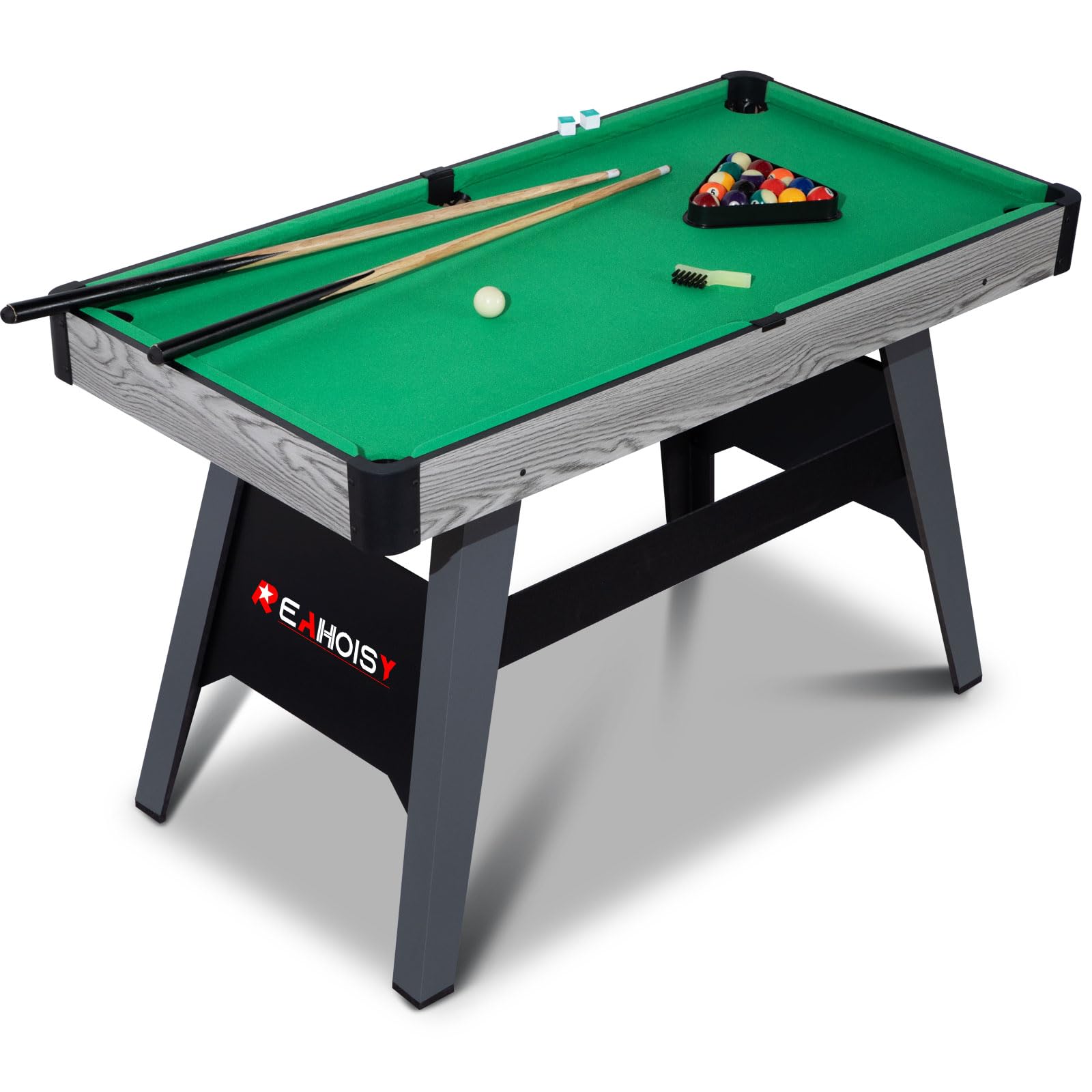 Pool Table, Portable Wooden Billiards Table for Kids, Indoor Pool Game Tables with 2 Cue Sticks, 16 Balls, Triangle, Chalk, Brush for Family, Game Room, Party