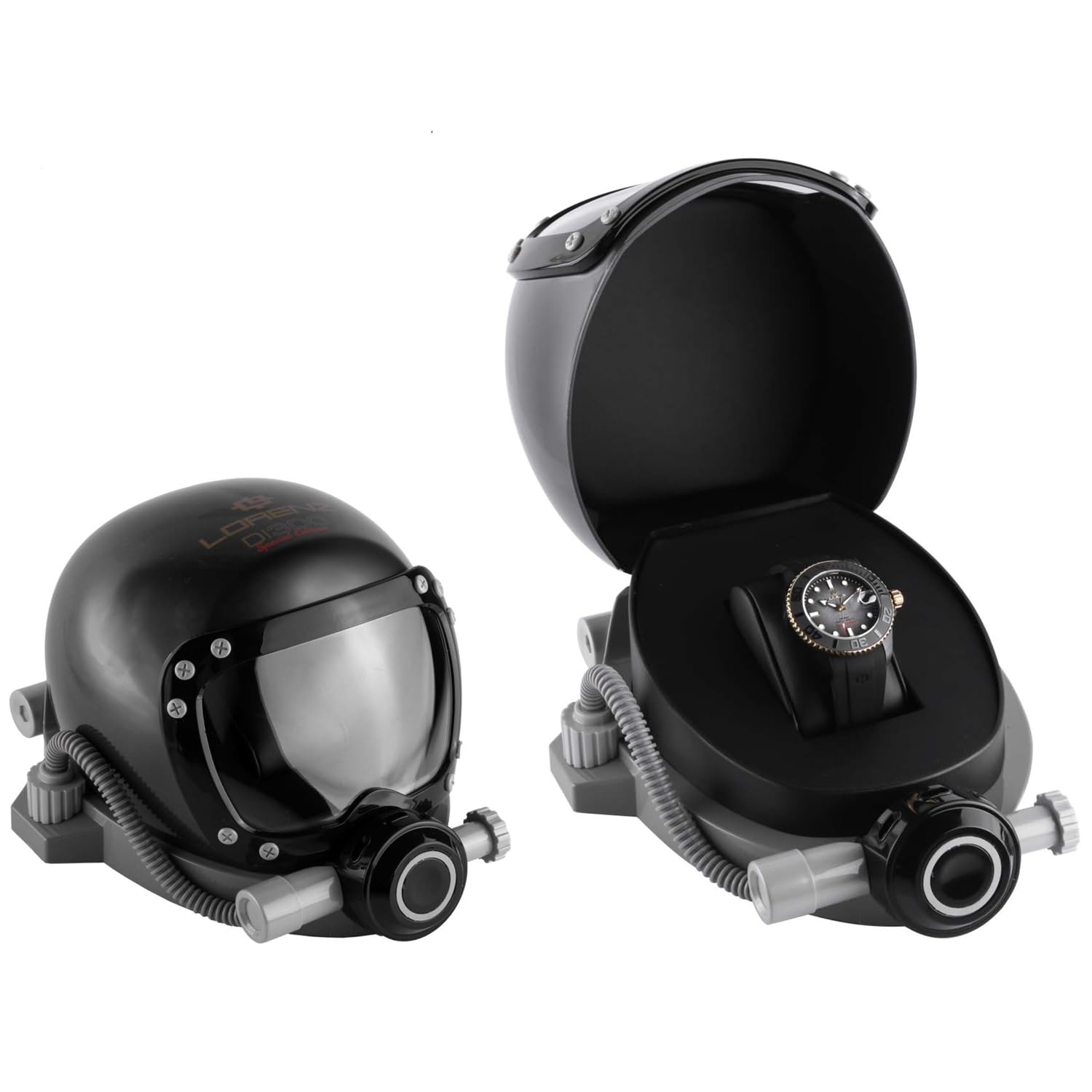 Lorenz DI300 Special Edition 030258BK - Orologio Uomo Sportivo - Orologio Automatico con Cinturino in Resina - Subaqueo Professionale fino a 300 metri - Cofanetto esclusivo Helmet box Diver