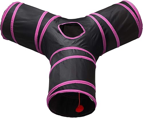 Miniatura 2 de Tempcore - Túnel para gatos con forma de tubo plegable de 3 vías, para interiores, juguete con forma de bola para mirar, para gato, cachorro,