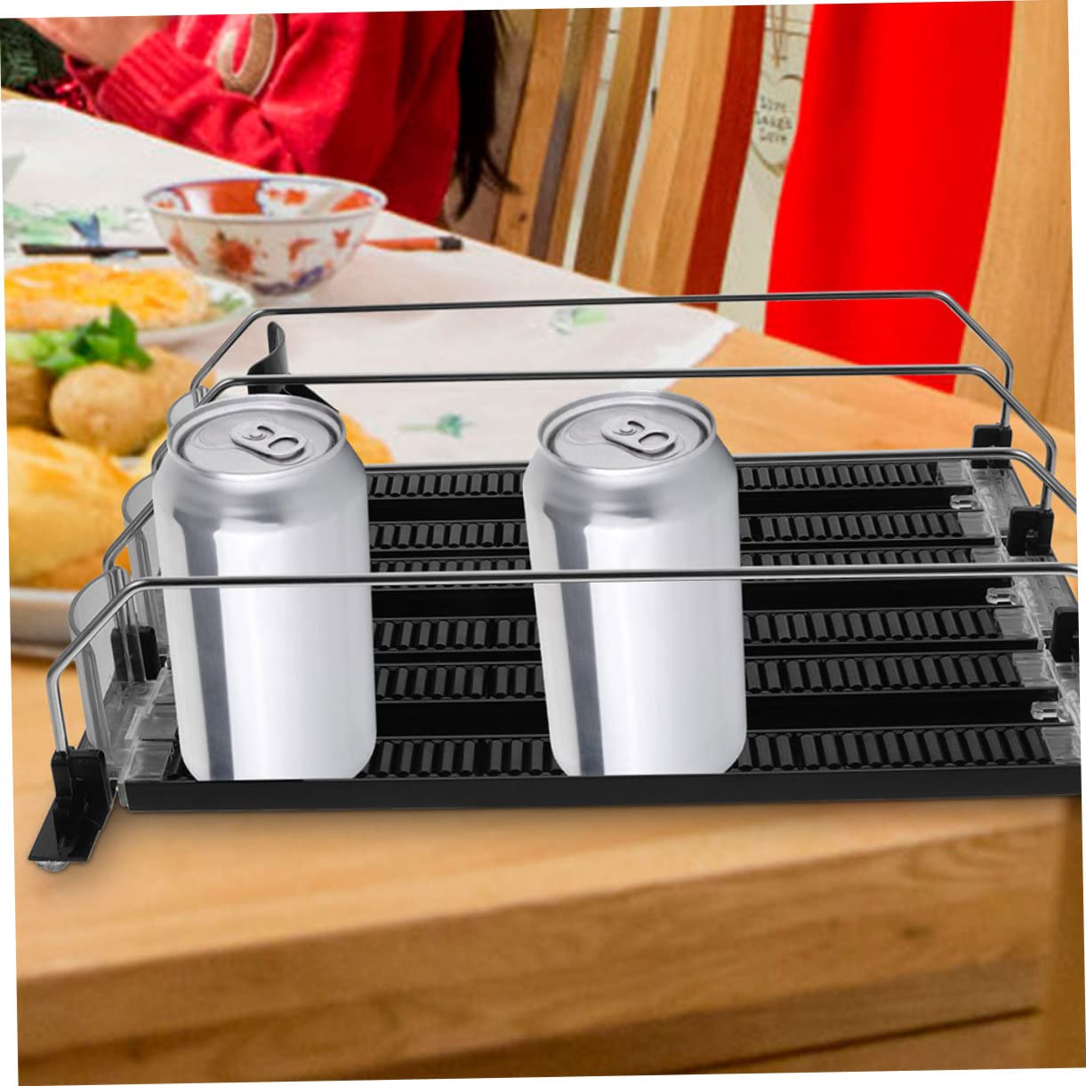 Gatuida Dispensador Abs Pulida Superficie, Material Acero Inoxidable Organizador Automático de Pack de 3 Piezas para Bebidas Nevera Adecuado Enfriadores