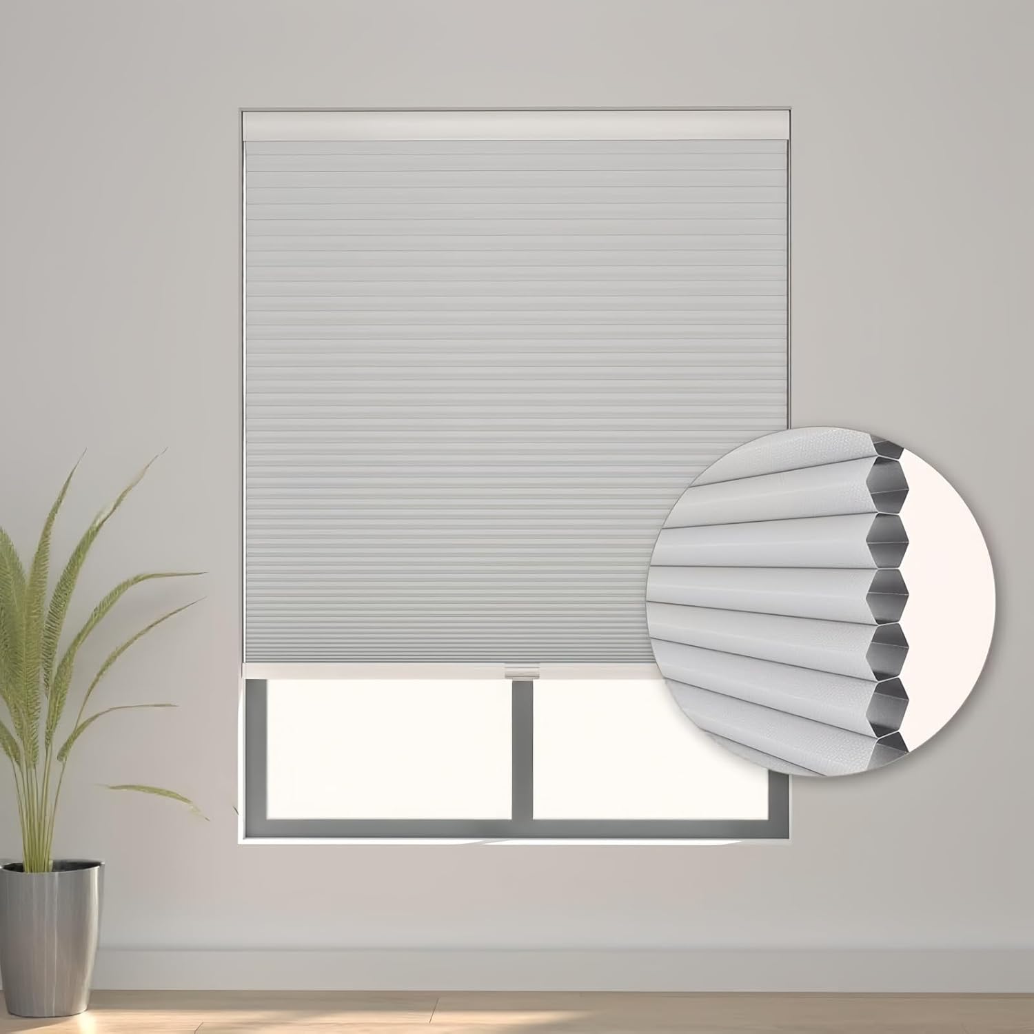 Cellular Shades Cordless.63 W×36" H.Inch Wide Blackout Cellular Blinds for Windows,Noise Reduction Honeycomb Blinds Khaki Window Coverings for Bedroom,Living Room,Office,Kitchen.