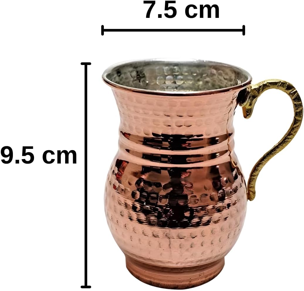 Handcrafted Hammered Copper Mug, Turkish Ottoman Style, 2 Cup Capacity, Double Wall, 3.65x7.85 Inches (Copper, Three Cup)
