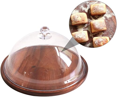 Miniatura 5 de Hemoton Soporte de exhibición de pasteles de acrílico con cubierta de cúpula de 11 pulgadas, bandeja circular para servir postres, pan y aperitivos,