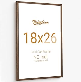 Heimlove 18x26 Picture Frames Oak Wood,18 x 22 Photos Frame with Tempere...