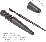 Tyenaza Wood Leather Edge Slicker, 2pcs Ebony Wood Leather Craft Slicker Round Burnisher Leather Polished rods Edge Burnisher Slicker Tool - 6