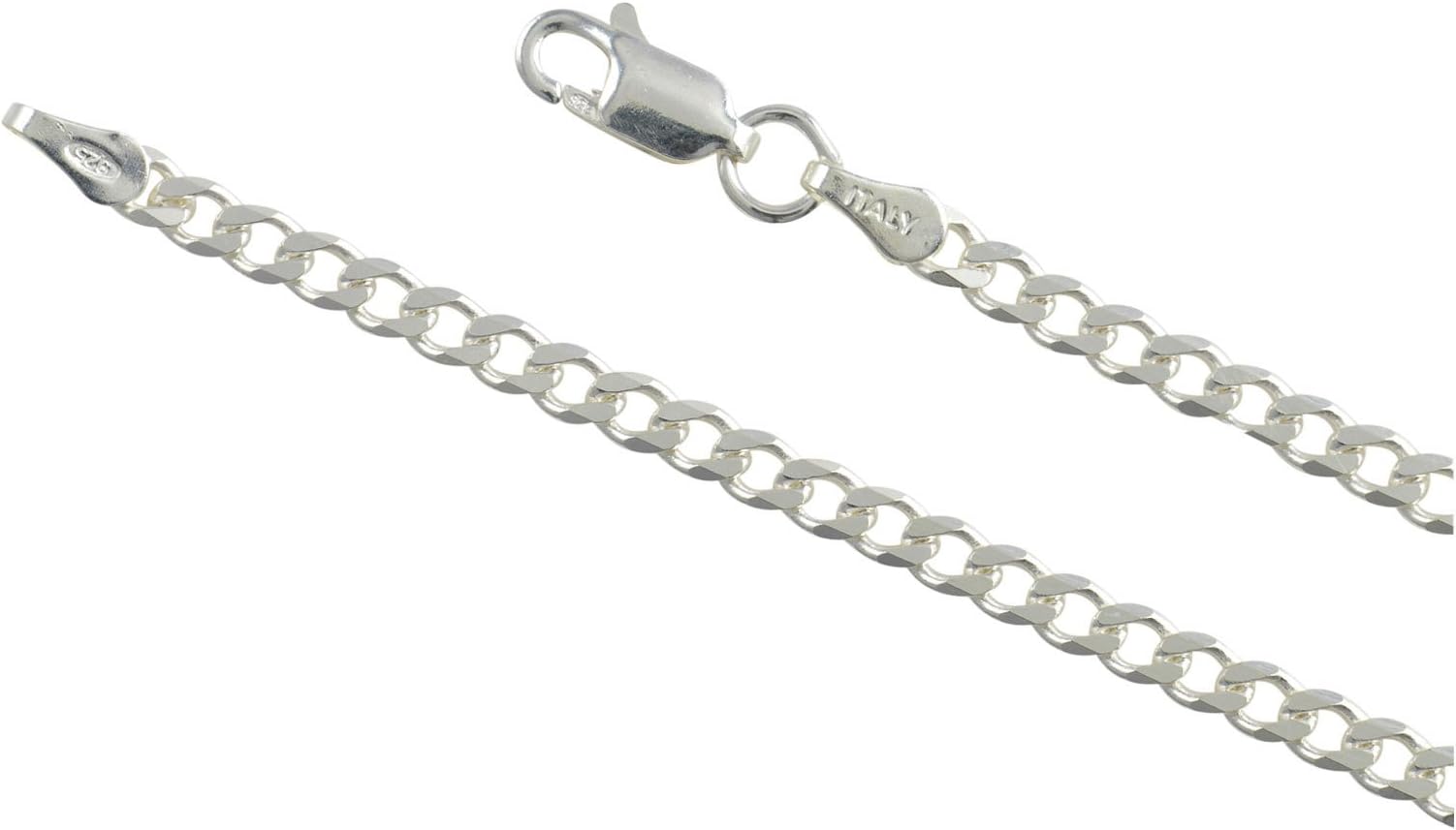 Sterling Silver Curb 3mm 20" Necklace Chain Italian Italy Solid .925 Jewelry