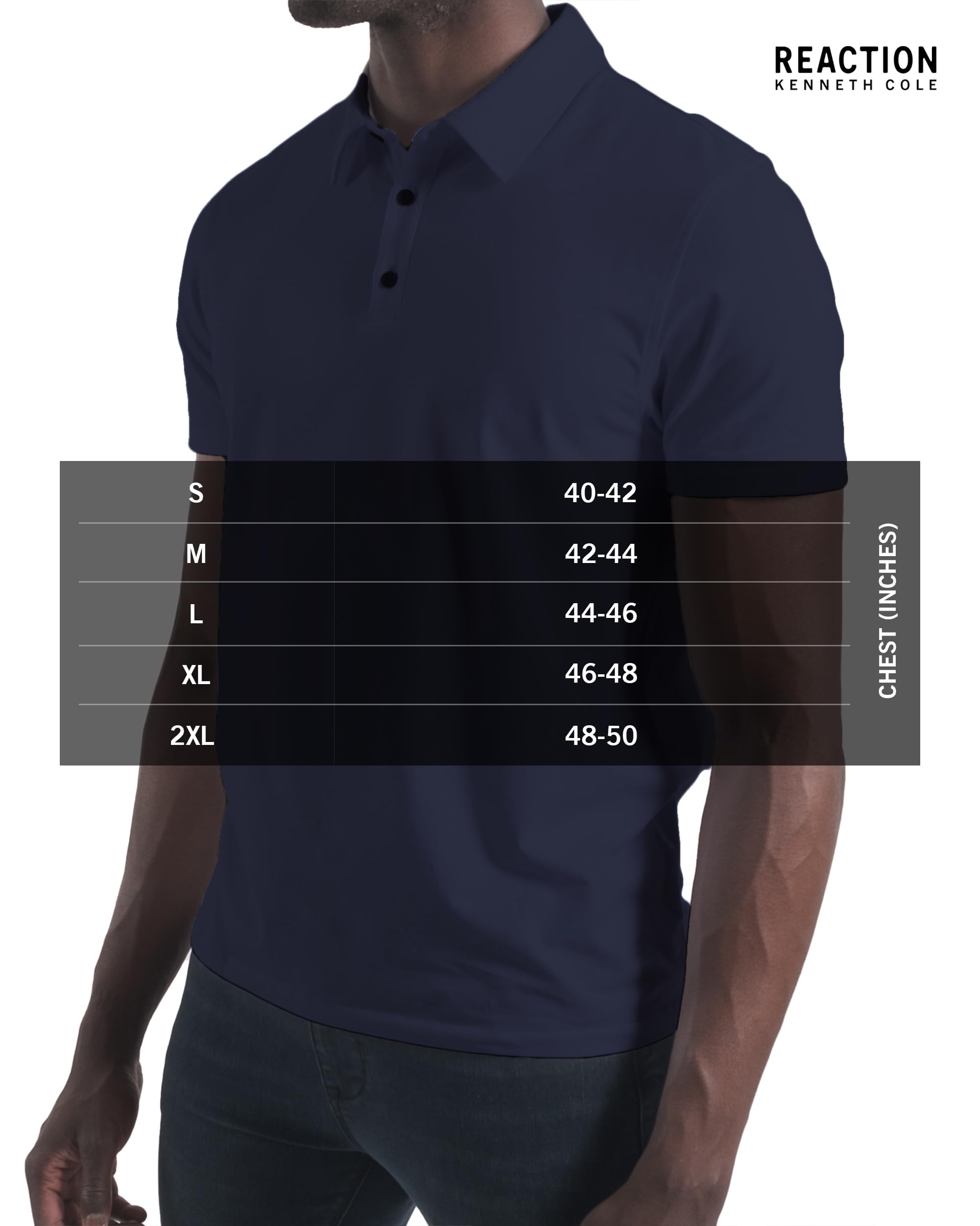 Kenneth Cole REACTION Polo Shirts for Men 3 Pack, UPF 50+ Men's Polo Shirts Short Sleeve (Black/HTGRY/Navy, XX-Large)