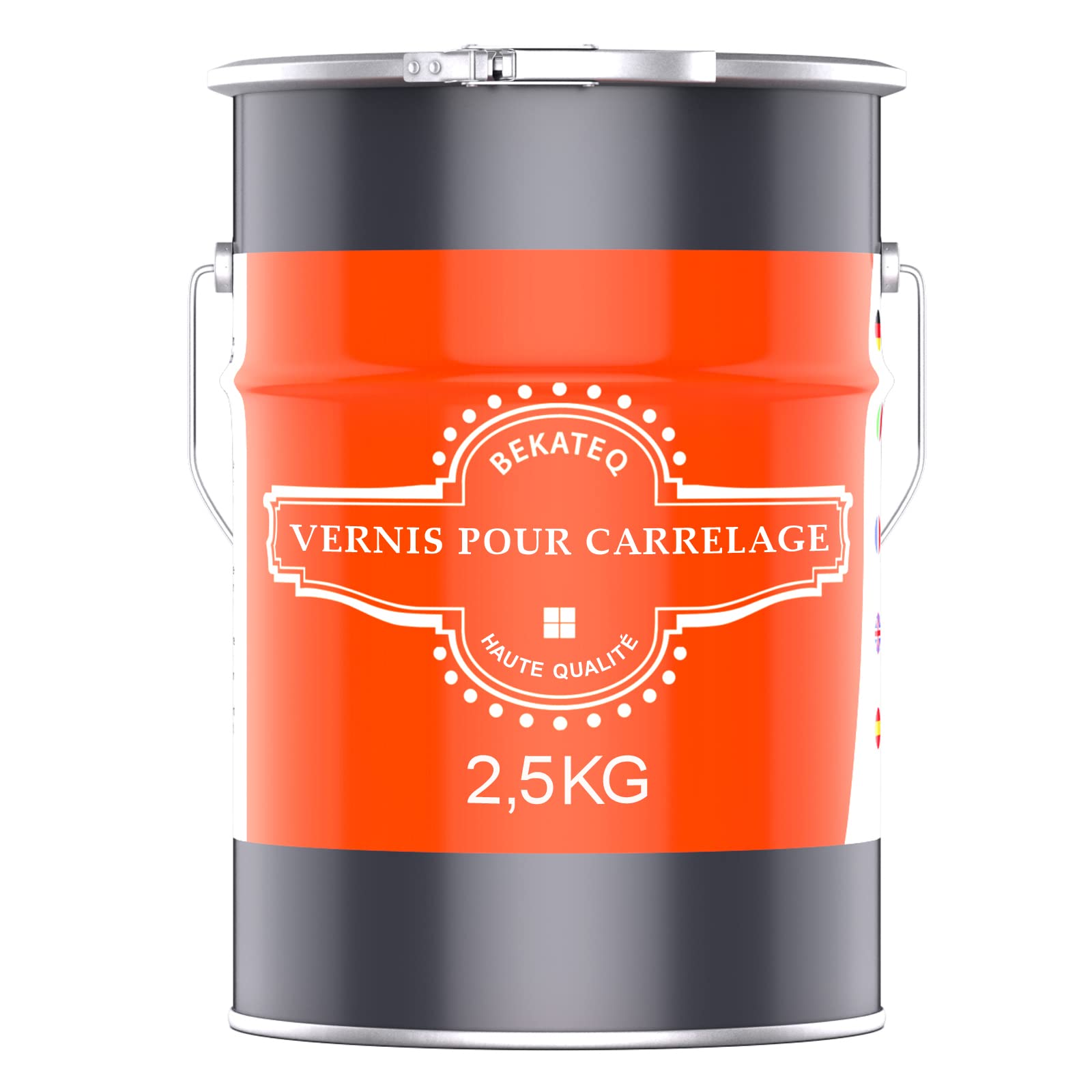 BEKATEQ BE-713 Peinture pour carrelage 2,5 L Gris anthracite brillant satiné I Vernis pour carrelage intérieur & extérieur I Haut pouvoir couvrant & bonne adhérence I Pour cuisine, salle de bain, cave