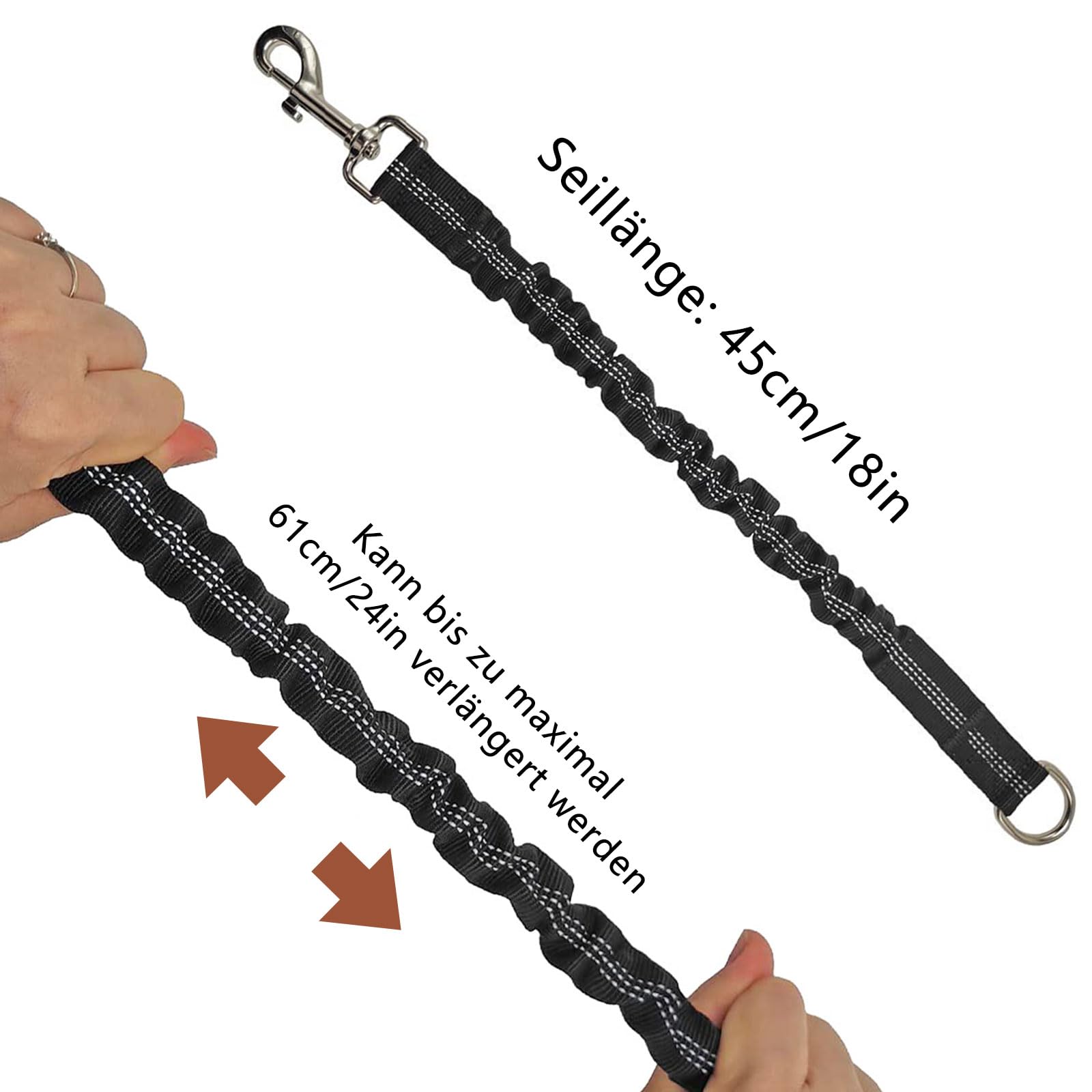 Bungee smycz dla psa, elastyczna smycz dla psa, amortyzator dla psów (2,5 x 75 cm), amortyzator szarpnięć dla psa, elastyczna smycz nylonowa, krótka smycz idealna amortyzacja podczas jazdy na