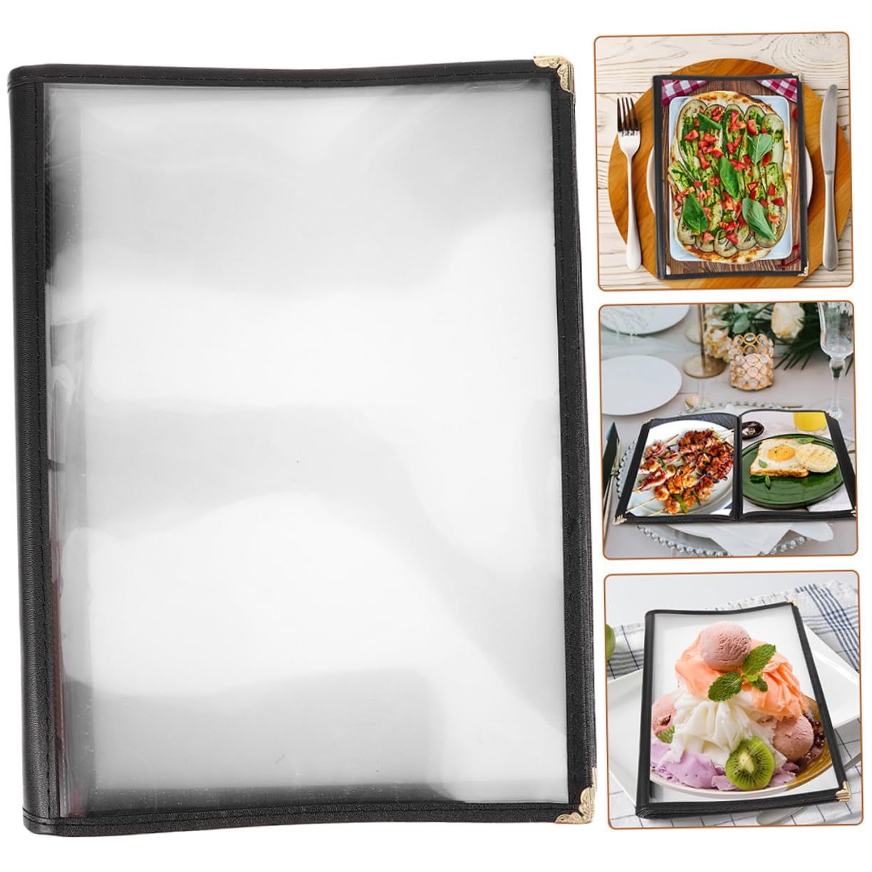 Portamenús Transparente Pvc de 14 Páginas para Restaurante | Cubierta para Carta y Bebidas, Resistente al Agua Manchas, Estilo Moderno y Elegante