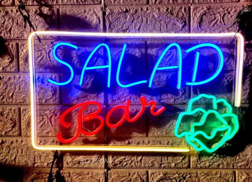 Wall Mitra Salad Bar Neon Signs for Bar Wall Decor,Bar Neon Sign Beer Light up Sign, salad Bar Neon Sign for Pub,Store,Bedroom,Party Decoration,Gift,(Size-12x18inches) Red Blue & Green-image-28