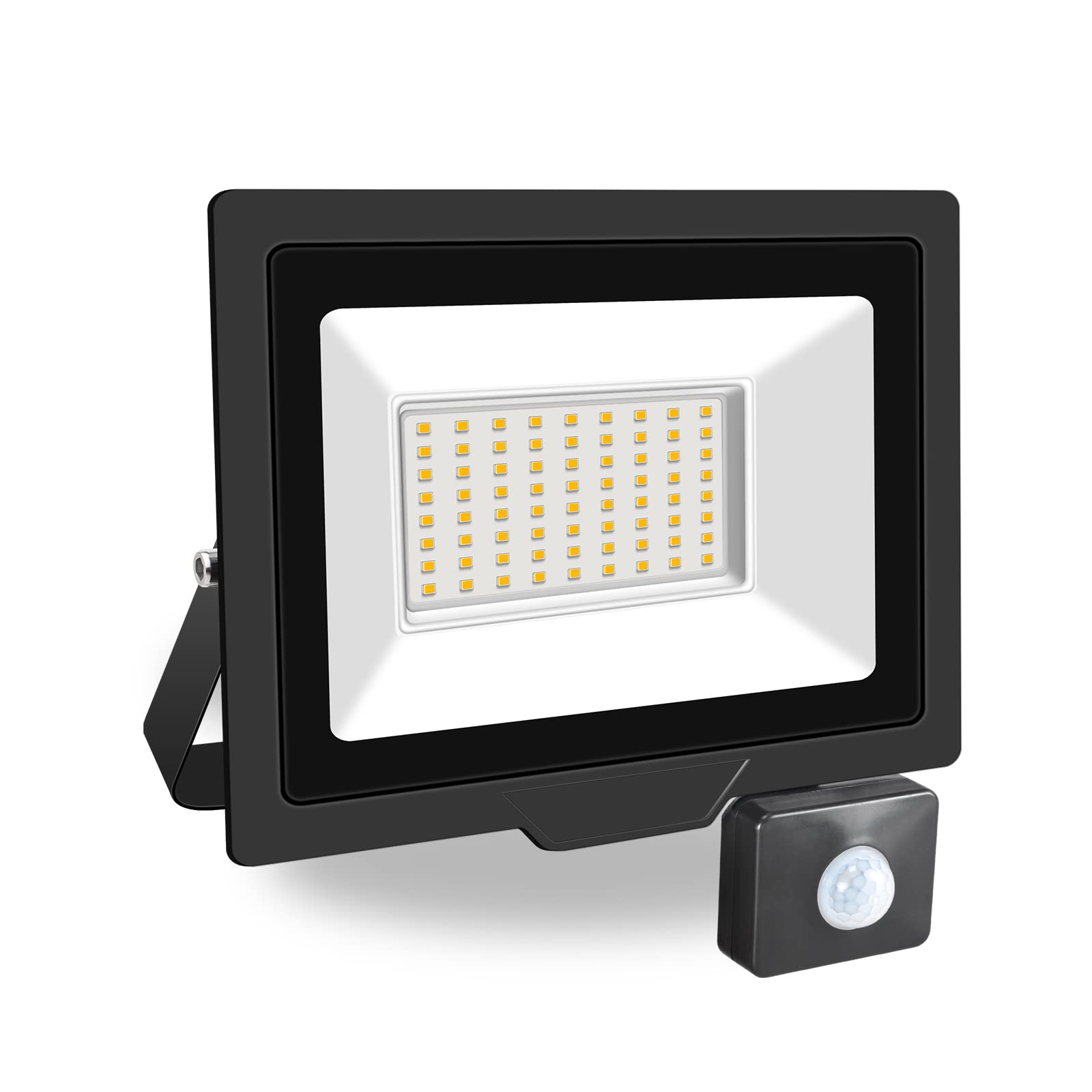 PICAA 50W LED Flood Lights Outdoor, Super Bright Security Lights with Motion Sensor, Waterproof Floodlight, Warm White (3500K) Wall Light, for Garden, Yard, Garage, Patio,Warehouse, Parking Lot