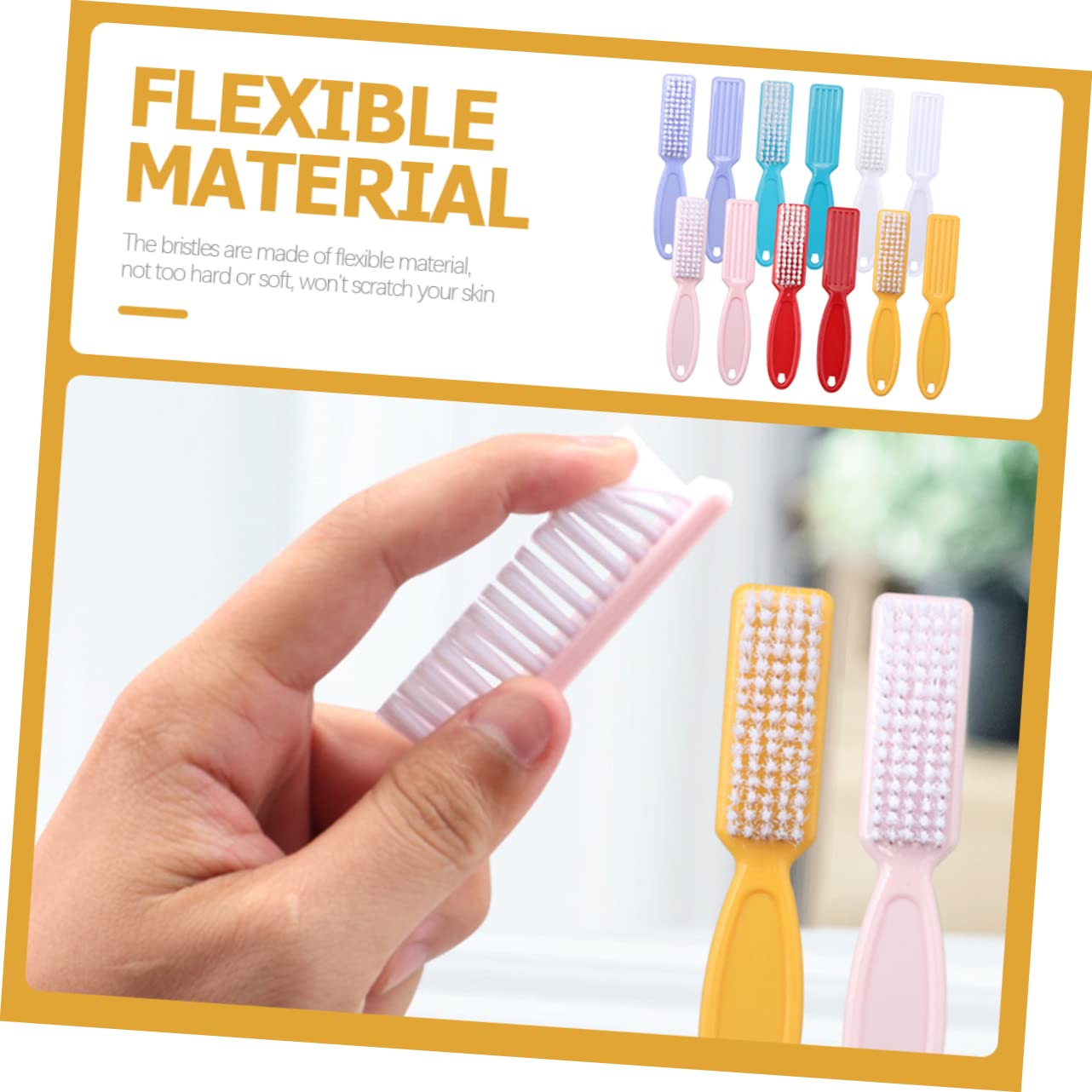 PLAFOPE Spazzola per Unghie 24 Pezzi in Plastico Pp, Pratica da Usare e Delicata sulla Pelle, per Manicure e Uso in Viaggio Colore Casuale