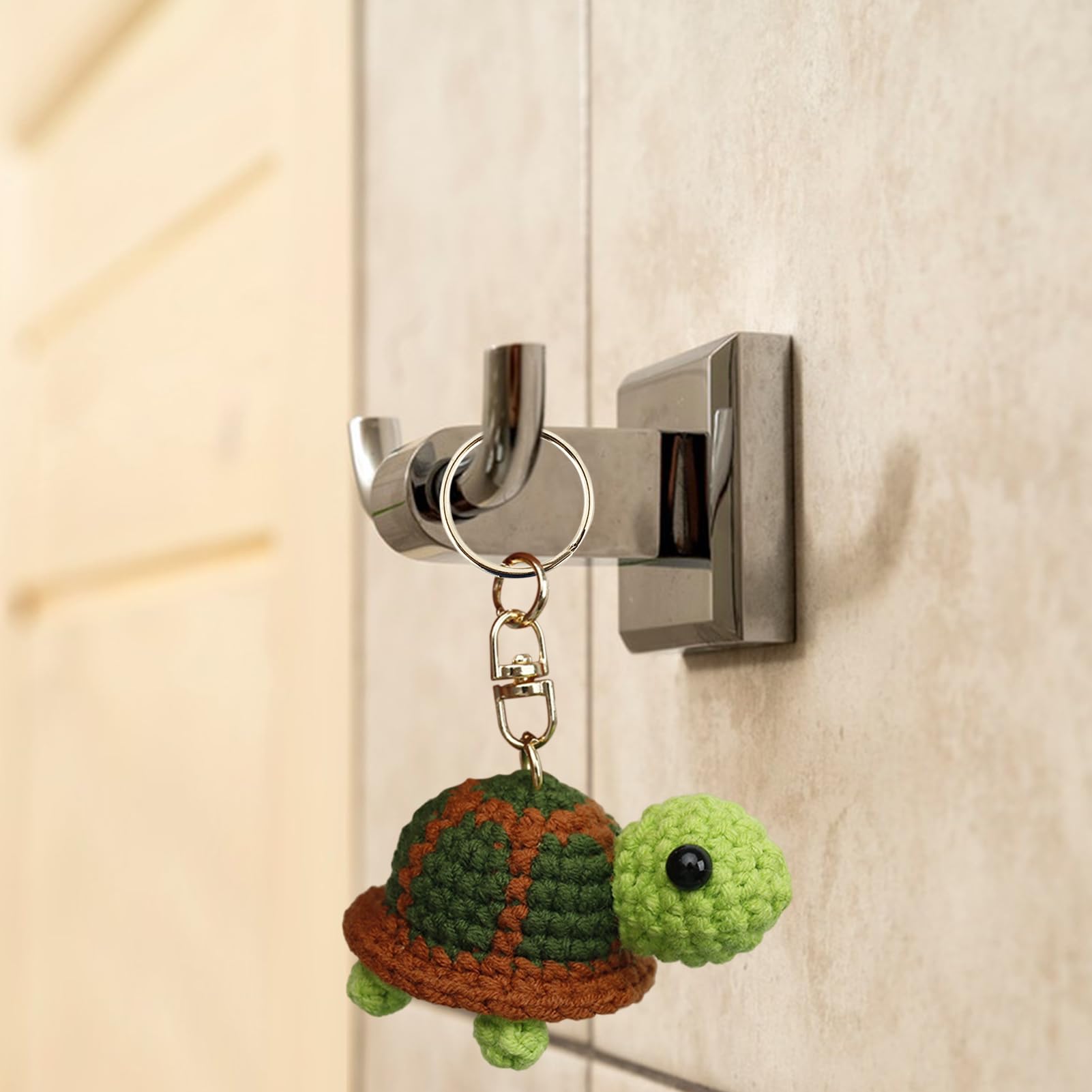 Roadoor Beginner Crochet Kit,Turtle Keychain Pendant Knitted,Soft